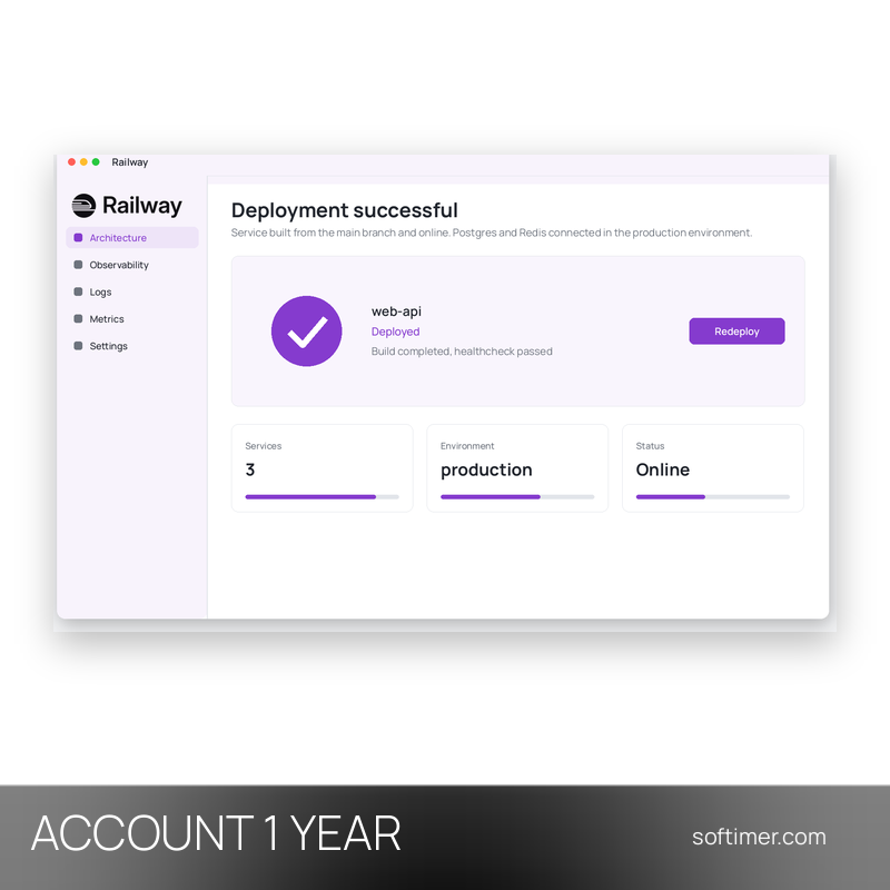 Railway Pro - 1 Year - ACCOUNT