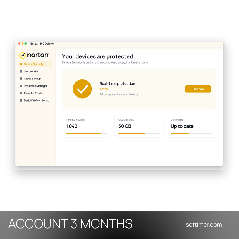 Norton 360 Deluxe - 5 Devices / 3 Months - ACCOUNT