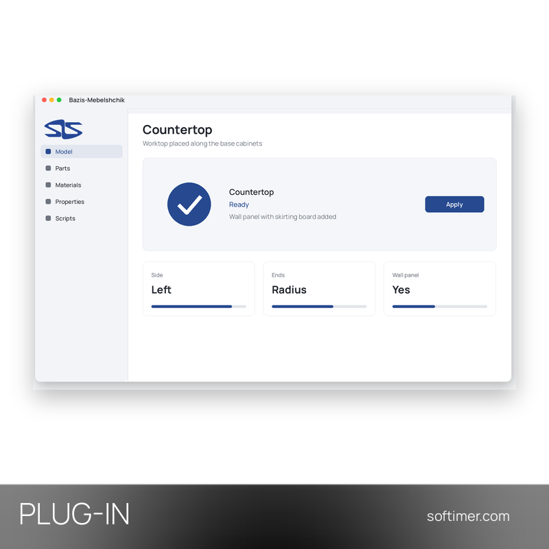 Скрипт «Столешница» для Базис-Мебельщик - Лицензия PLUG-IN - Windows