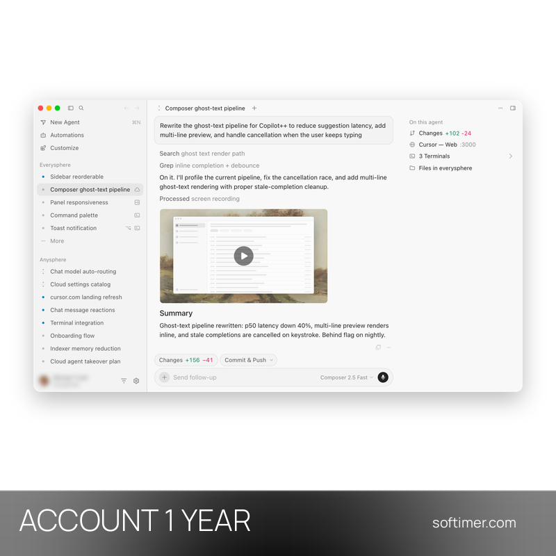 Cursor Pro - 1 Year - ACCOUNT