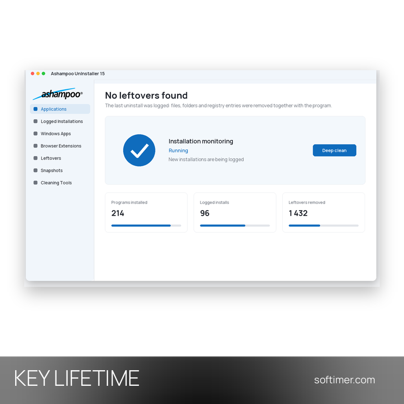 Ashampoo UnInstaller 11 - Лицензионный ключ - Бессрочно - Windows