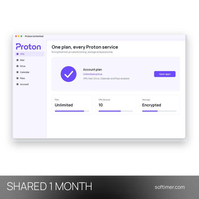 Proton Unlimited - 1 месяц - Общий ACCOUNT