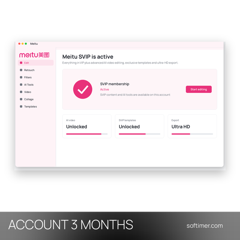 Meitu SVIP - 3 mois - ACCOUNT