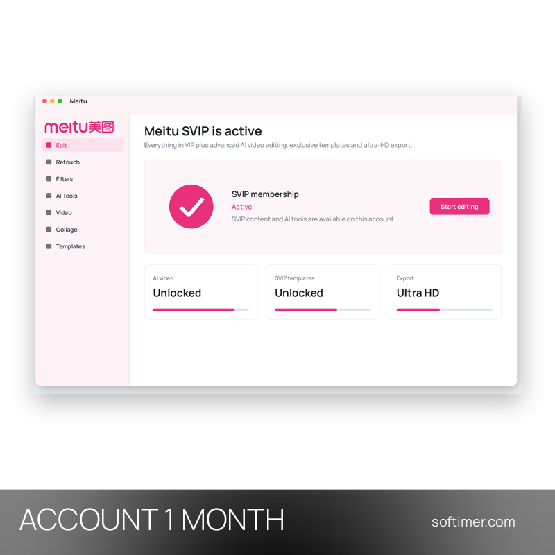 Meitu SVIP - 1 Month - ACCOUNT