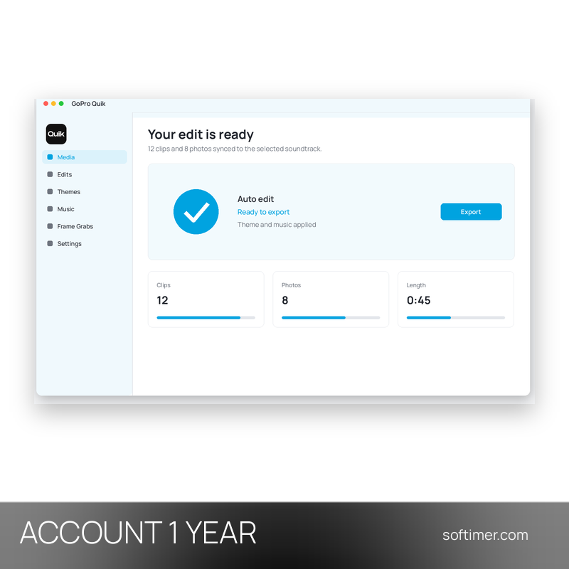 GoPro Quik Premium - 1 Year - ACCOUNT