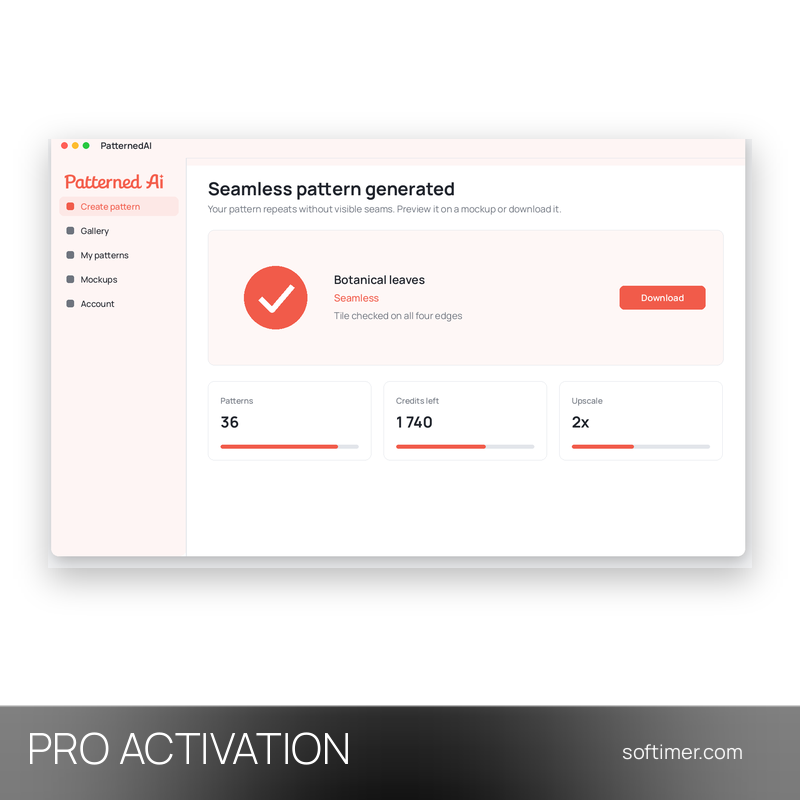 PatternedAI Pro - ACTIVATION sur votre compte 1 mois - Web