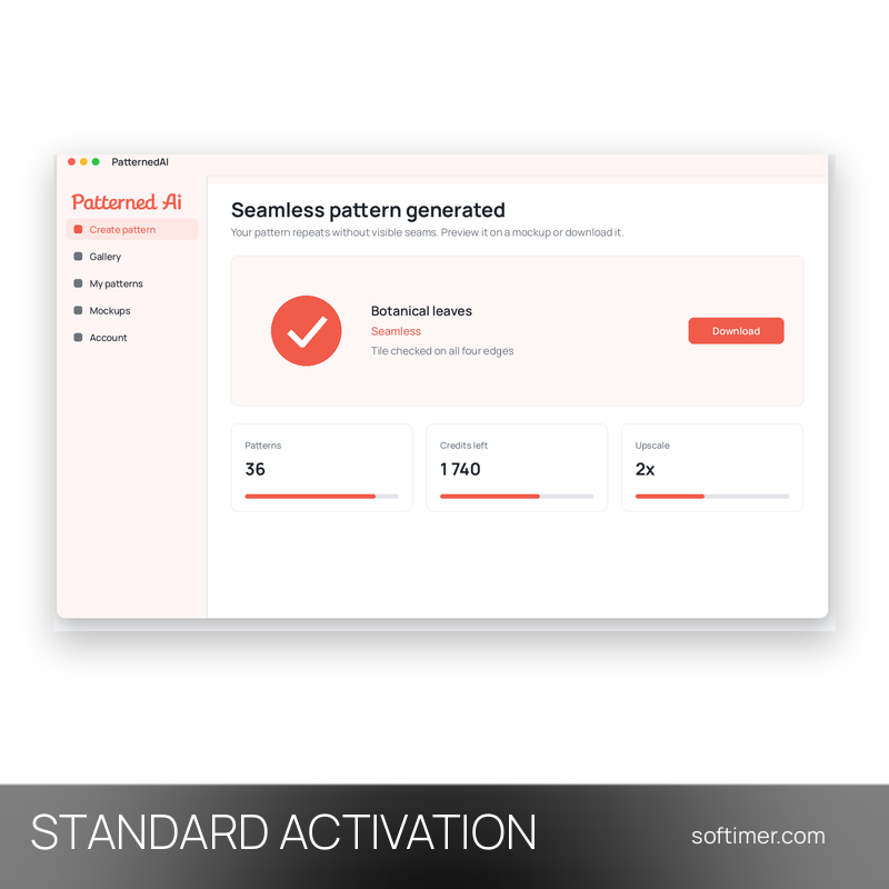 PatternedAI Standard - ATTIVAZIONE sul tuo account 1 mese - Web