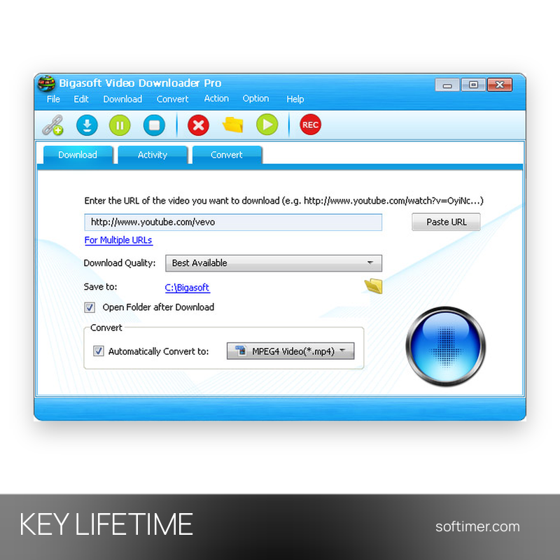 Bigasoft Video Downloader Pro - CHIAVE di licenza - A vita - Windows