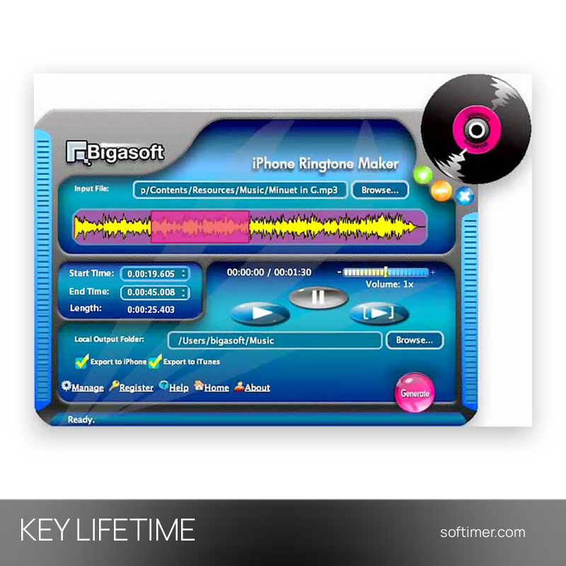 Bigasoft iPhone Ringtone Maker - CHIAVE di licenza - A vita - Windows