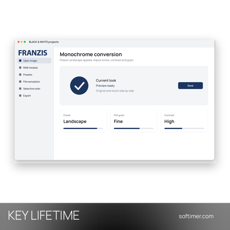 Franzis BLACK & WHITE projects 7 - Лицензионный ключ - Бессрочно - Windows