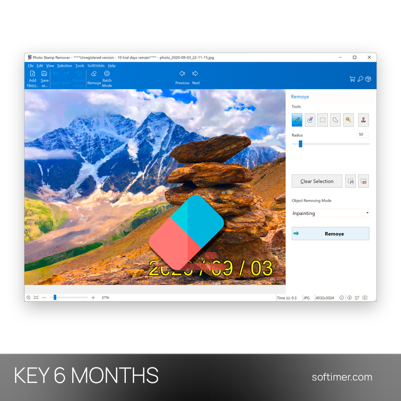 SoftOrbits Photo Stamp Remover 14 - CHIAVE di licenza 6 mesi - Windows