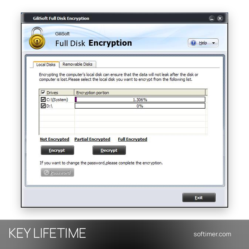 GiliSoft Full Disk Encryption 2026 - CLÉ de licence - À vie - Windows