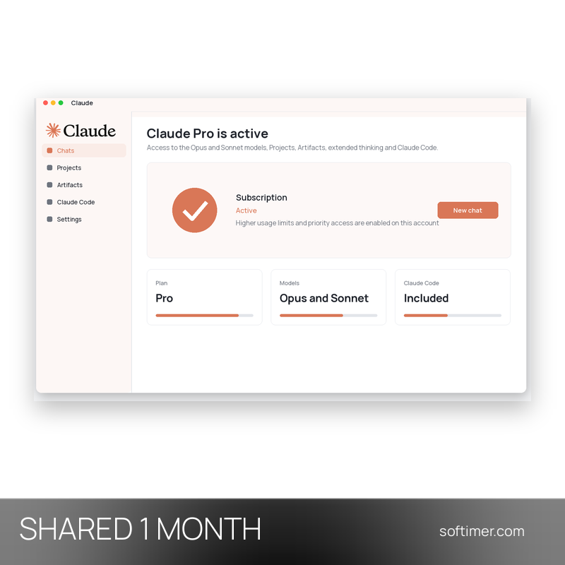 Anthropic Claude Pro - 1 Monat - Geteilter ACCOUNT