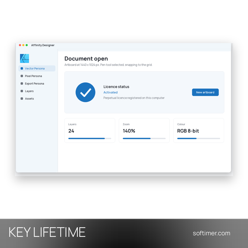 Affinity Designer 1.9 - CLÉ de licence - À vie - Mac