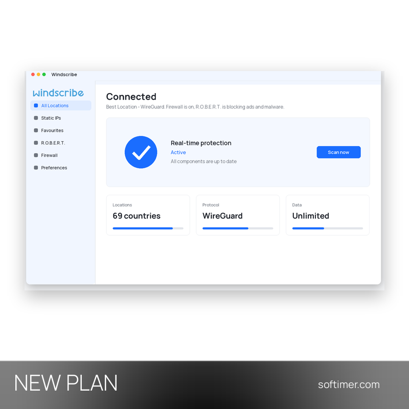 Windscribe Pro - NUOVO PIANO sulla tua email 1 mese / 15 utenti - Multipiattaforma