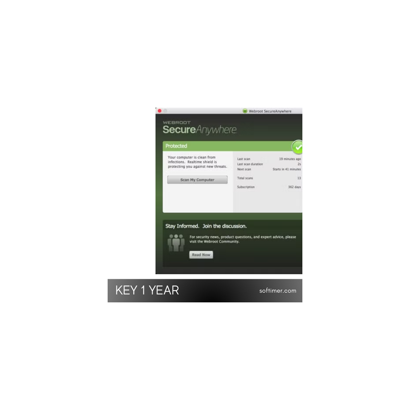 Webroot Secure Anywhere key 1 PC - 1 an