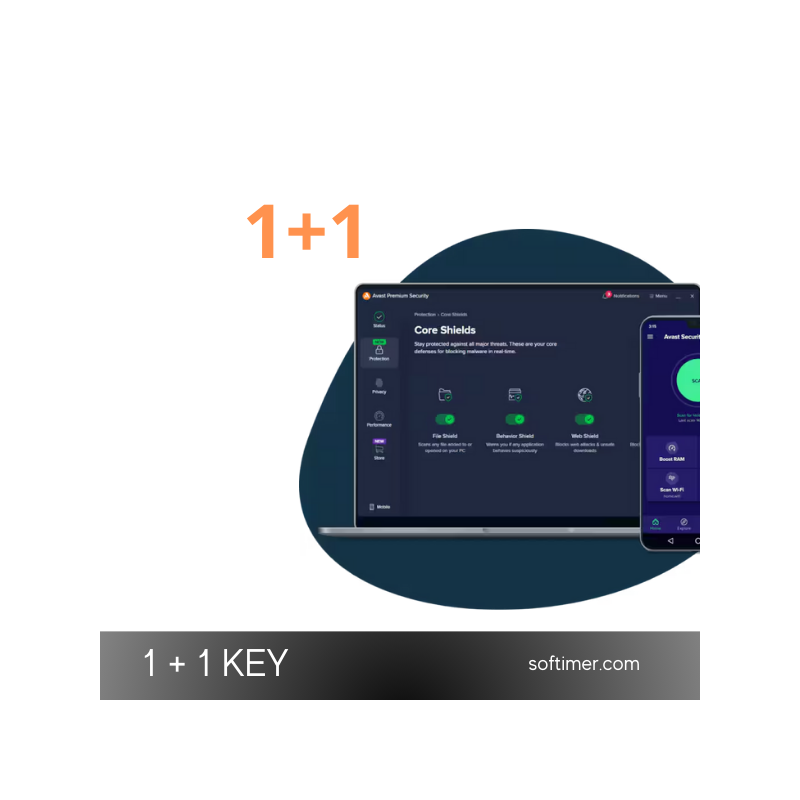 AVAST PREMIUM SÉCURITÉ + AVAST CLEANUP PREMIUM 1+1 CLÉ