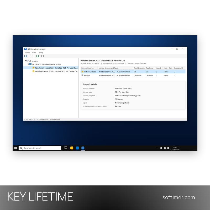 Windows Server 2022 Remote Desktop Services - 50 User CAL - Лицензионный ключ