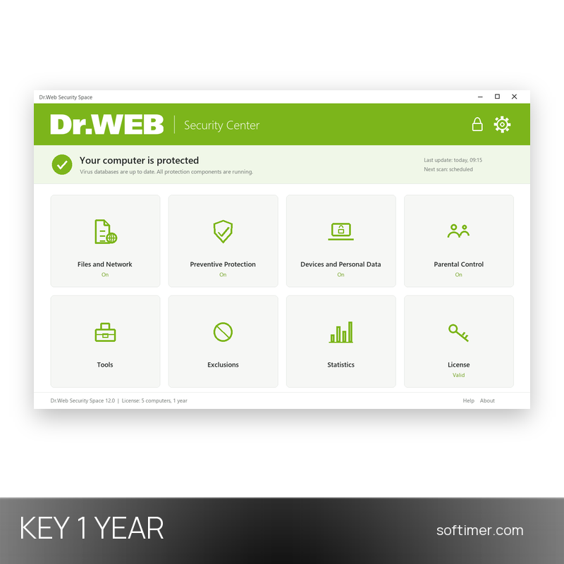 Dr.Web Security Space 1 Year - 5 PC - License KEY
