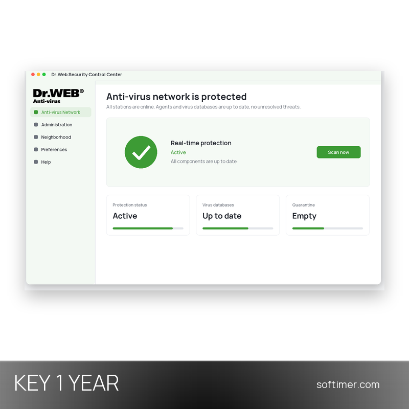 Dr.Web Small Business - CHIAVE di licenza 1 anno / 5 PC - Windows / Mac / Linux