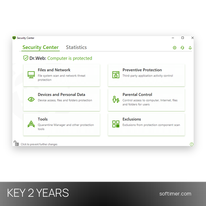 Dr.Web Security Space - 2 PCs / 2 Years License KEY - Windows