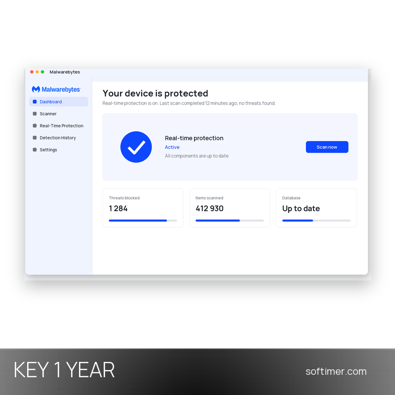Malwarebytes Premium - 3 Devices / 1 Year License KEY - Windows / Mac / Android / iOS