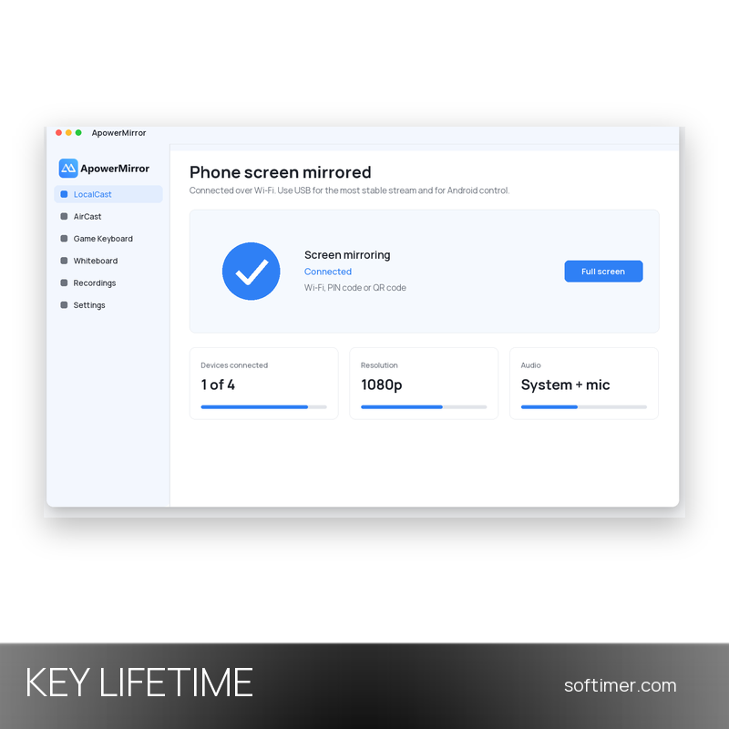 ApowerMirror Personal - Lifetime License KEY - Windows / Mac