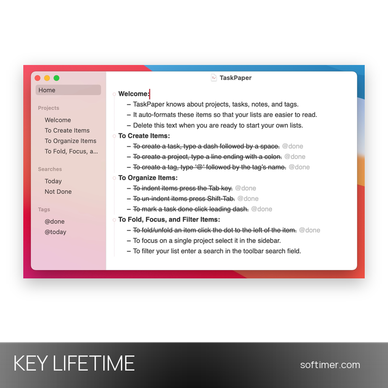 TaskPaper 3 - CHIAVE di licenza - A vita - Mac
