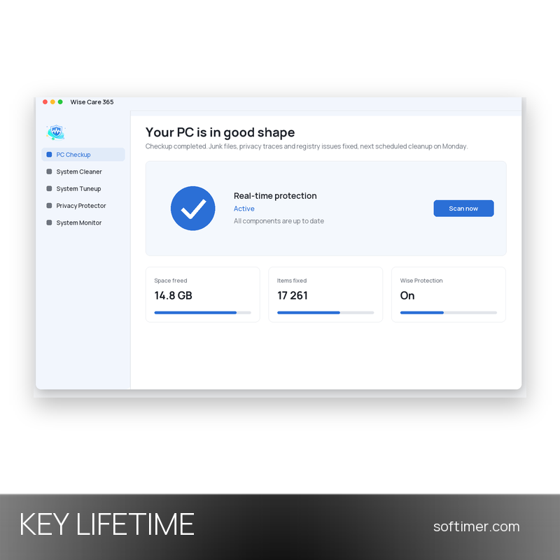 Wise Care 365 Pro - Лицензионный ключ / 3 устройства - Бессрочно - Windows