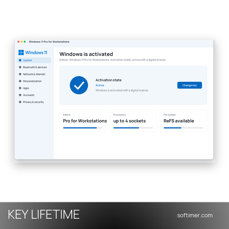 Windows 11 Pro for Workstations - Лицензионный ключ - Бессрочно - Windows
