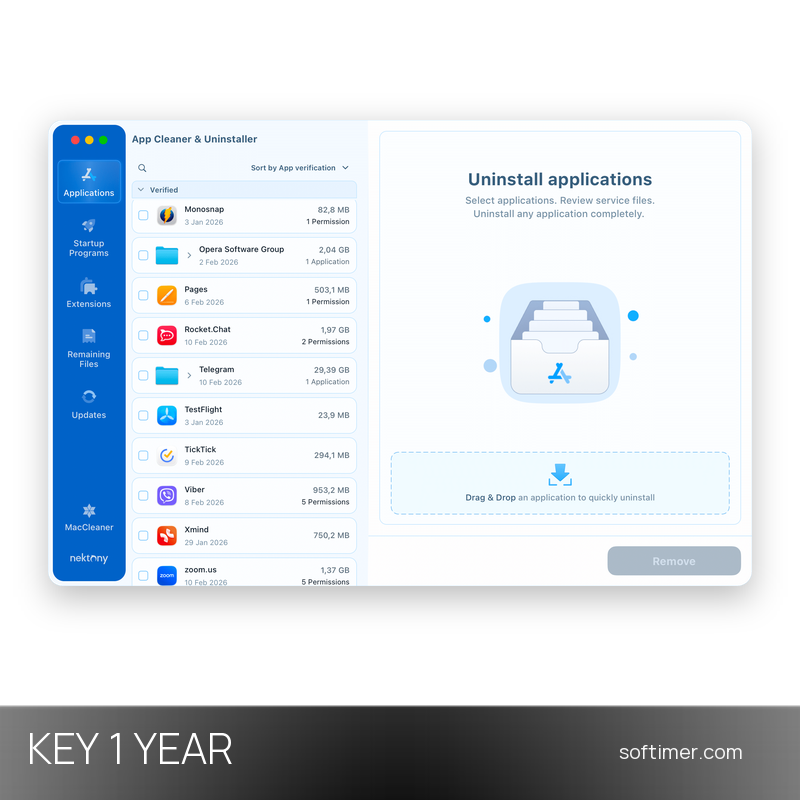 App Cleaner & Uninstaller - Лицензионный ключ на 1 год - Mac