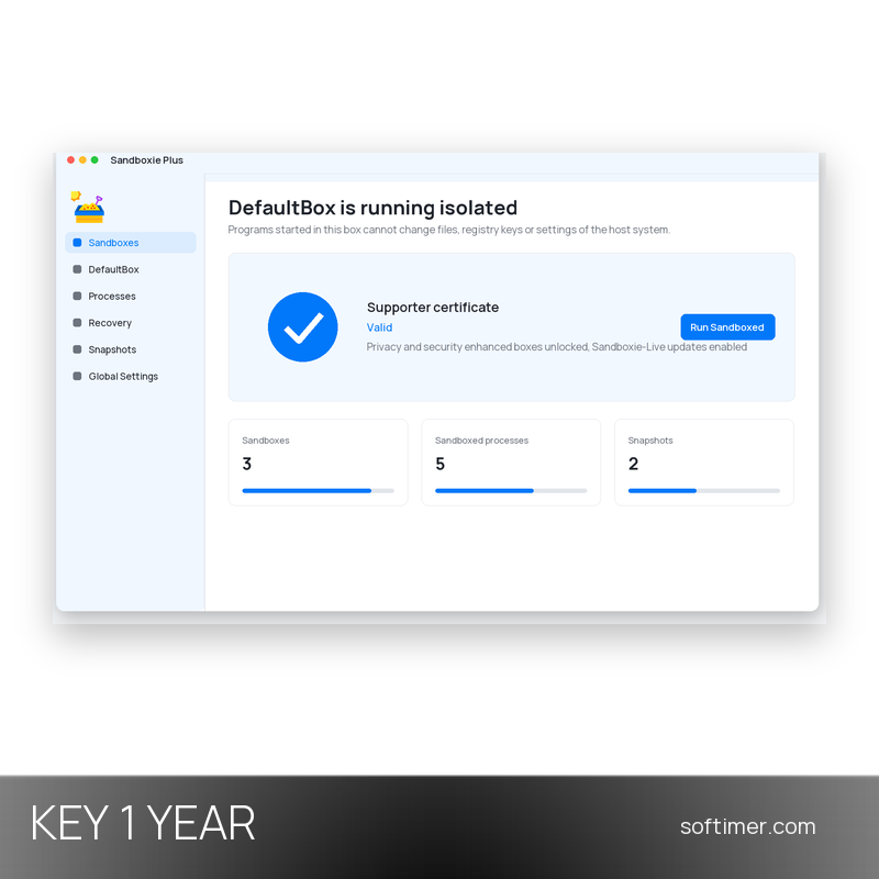 Sandboxie Plus FamilyPack - Unlimited Devices / 1 Year License KEY - Windows