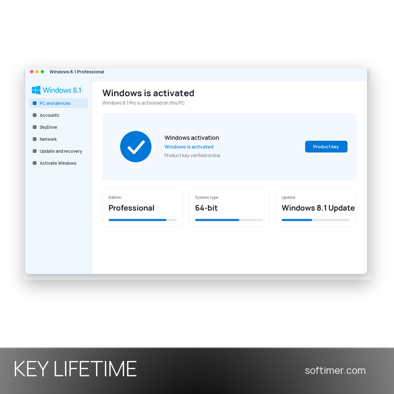 Windows 8.1 Professional - CLÉ de licence - À vie - Windows