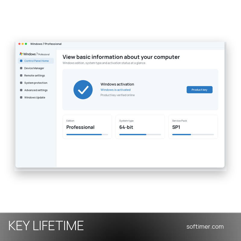 Windows 7 Professional - Lifetime License KEY - Windows
