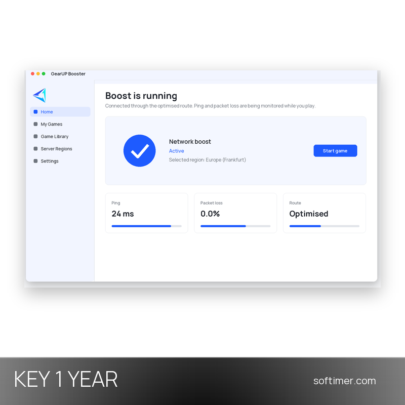 GearUP Booster - 1 Year License KEY - Windows