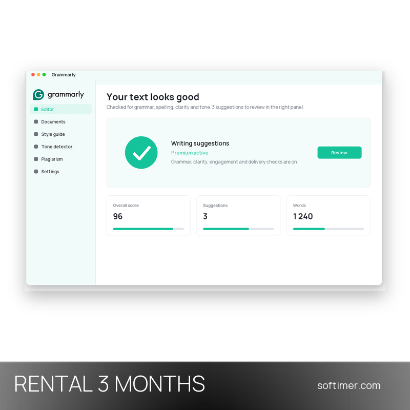 Grammarly Premium - 3 mesi - ACCOUNT a noleggio