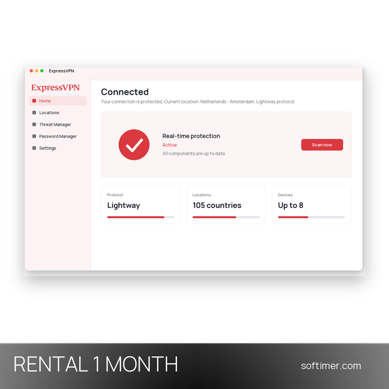 ExpressVPN - 5 Devices / 1 Month - Rental ACCOUNT
