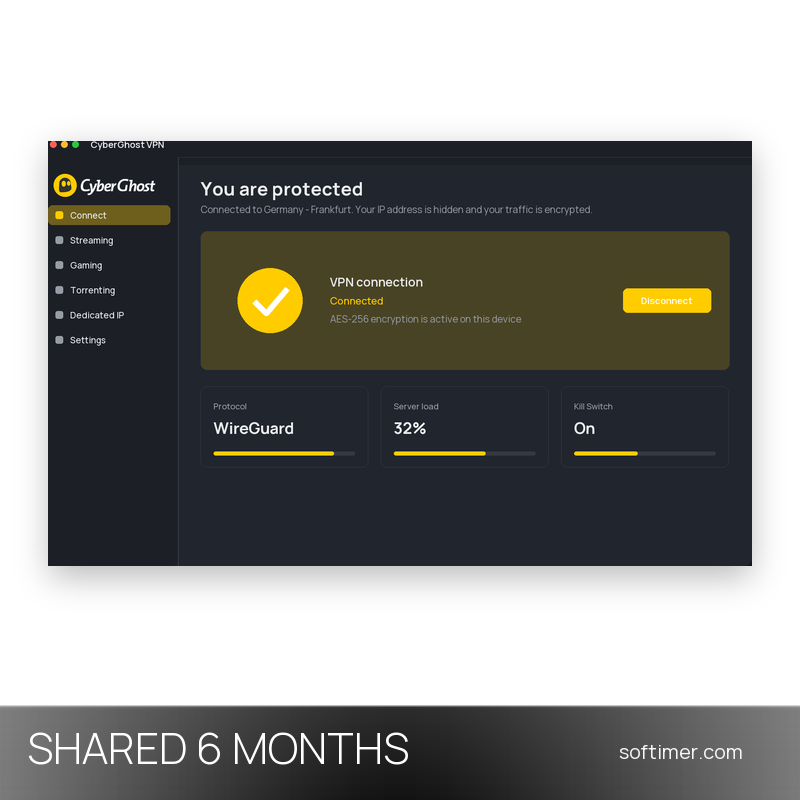 CyberGhost VPN Premium - 6 Months - Shared ACCOUNT