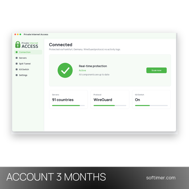 Private Internet Access VPN Premium - unbegrenzte Anzahl Geräte / 3 Monate - ACCOUNT