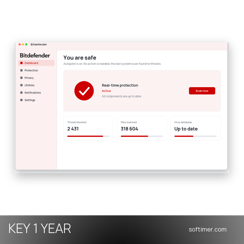 Bitdefender Antivirus Plus - CHIAVE di licenza 1 anno - Windows