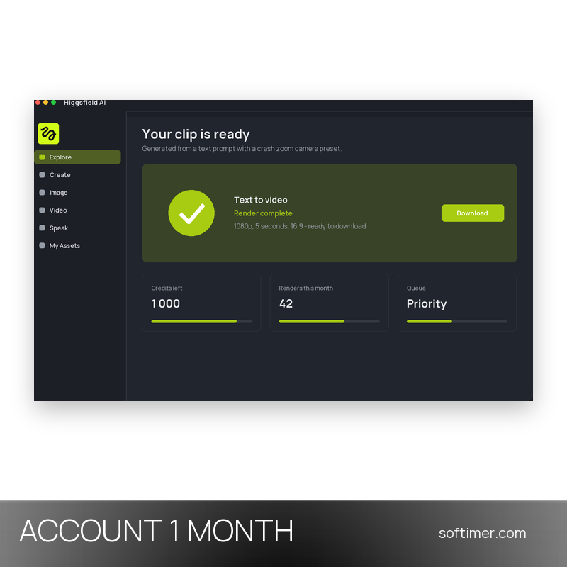 Higgsfield AI Ultra - 1 Monat - ACCOUNT