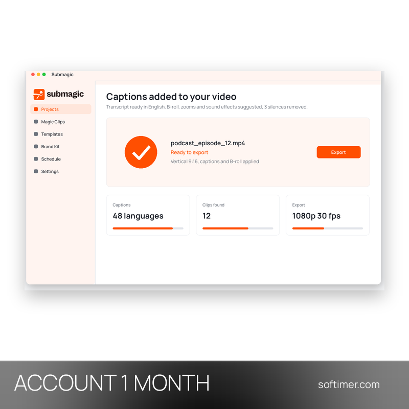 Submagic Starter - 1 mois - ACCOUNT