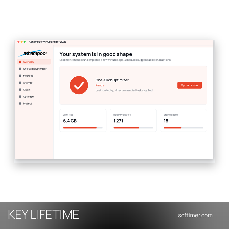 Ashampoo WinOptimizer 2026 - Lizenzschlüssel - Lifetime - Windows
