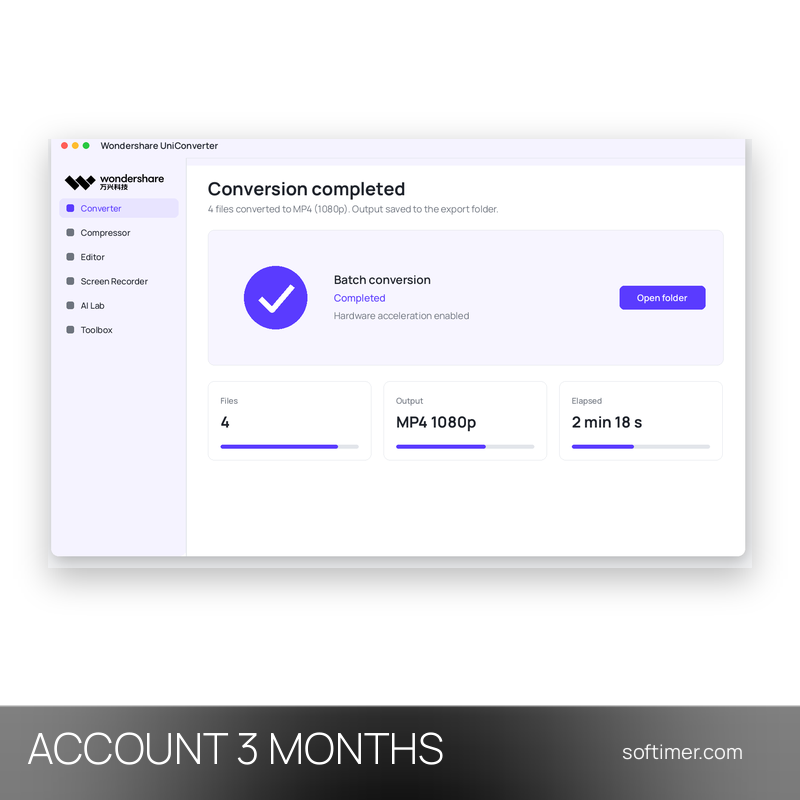 Wondershare UniConverter 16 pour Mac - 3 mois - ACCOUNT