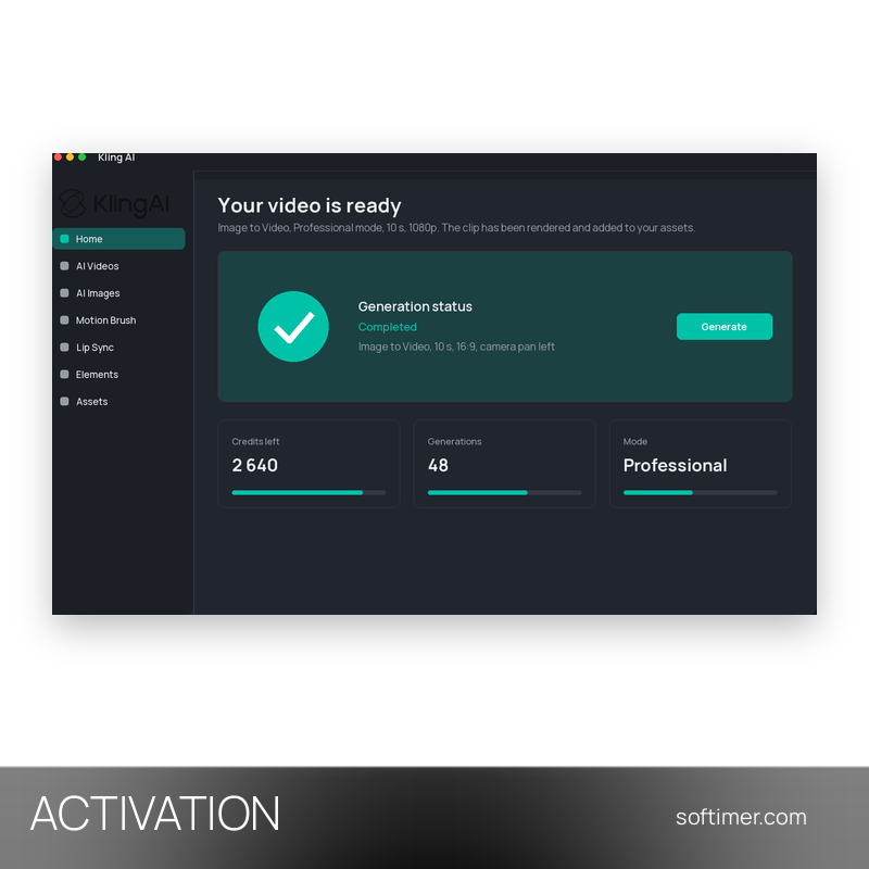 Kling AI Standard - ACTIVATION 1 an - Web / iOS / Android