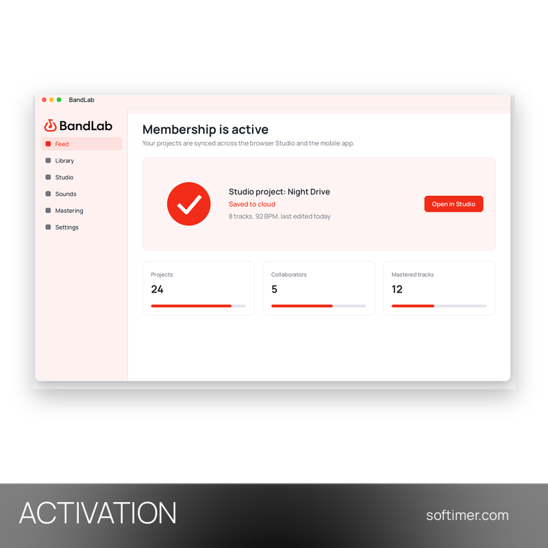BandLab Membership - ACTIVATION sur votre compte 1 an - Web / Android / iOS