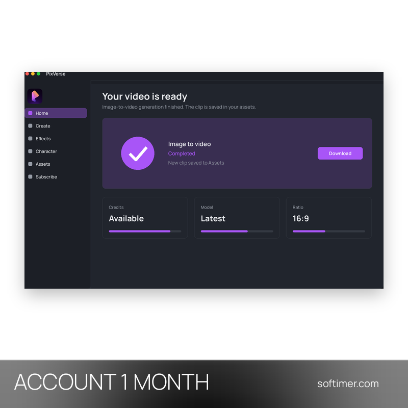 PixVerse Pro - 1 месяц - ACCOUNT