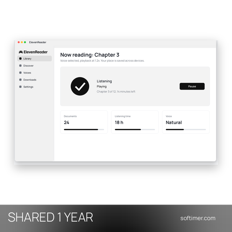 ElevenLabs ElevenReader Ultra - 1 Jahr - Geteilter ACCOUNT