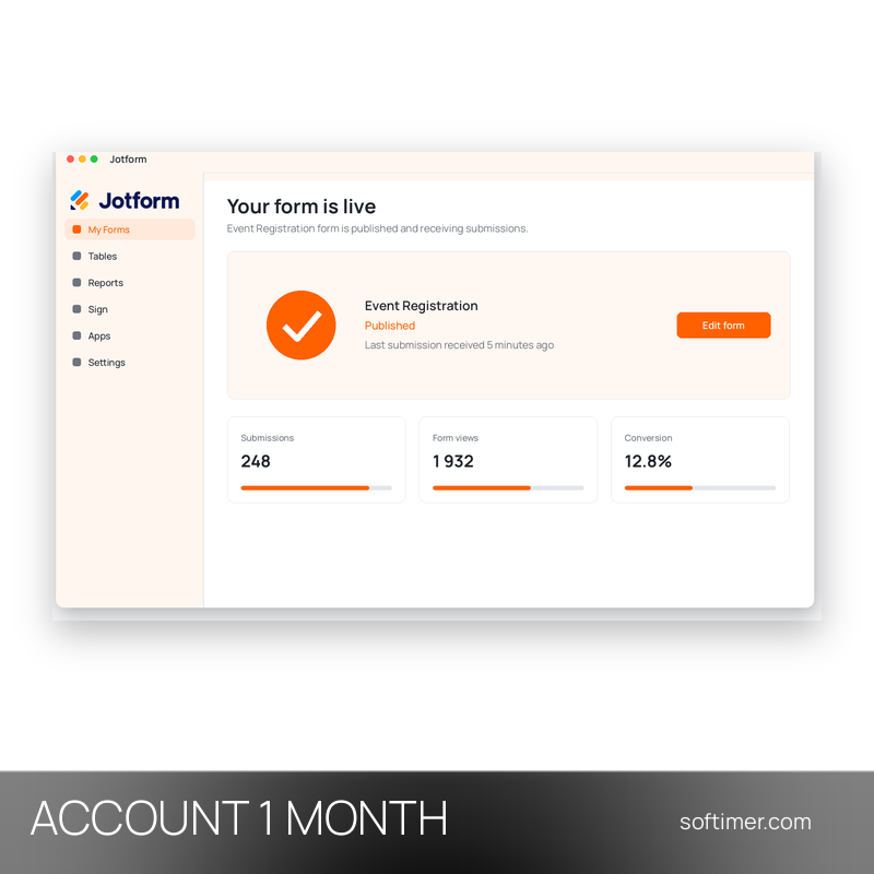 Jotform Bronze - 1 Month - ACCOUNT