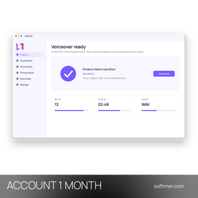 Murf AI Creator - 1 mese - ACCOUNT